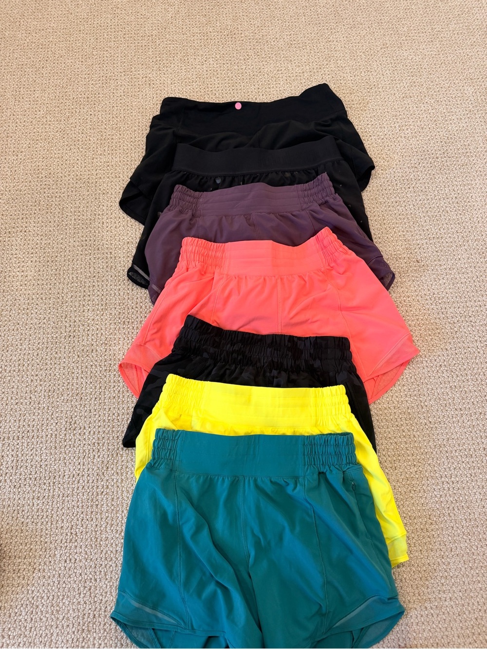 Lululemon Athletic Shorts Pack - Teal, Yellow, Coral, Black, Purple